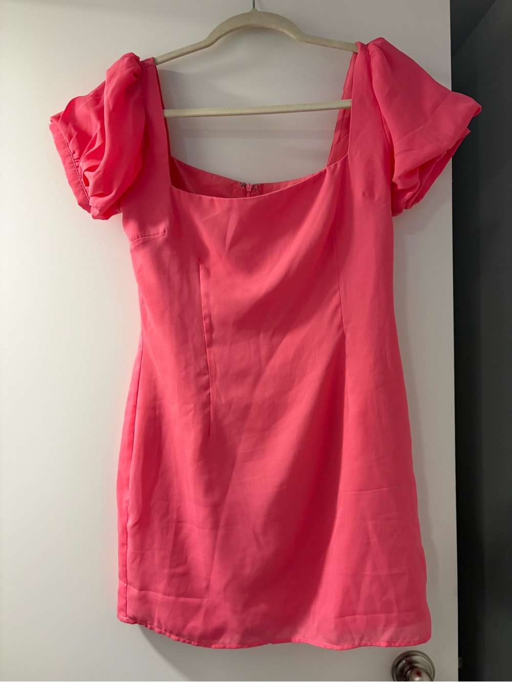 Pink Puff Sleeve Mini Dress